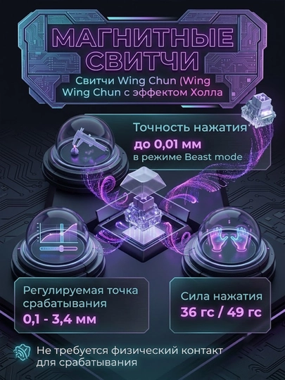 Магнитная клавиатура AULA WIN68 HE, 68 клавиш, Hall Effect, 8000 Гц, USB-C, черная