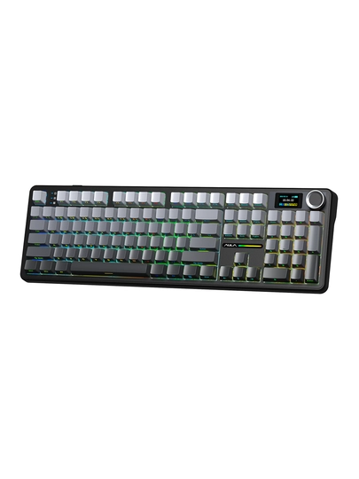 Игровая клавиатура AULA F108 Pro, механическая, tri-mode, RGB, экран и крутилка — Тёмно-серый