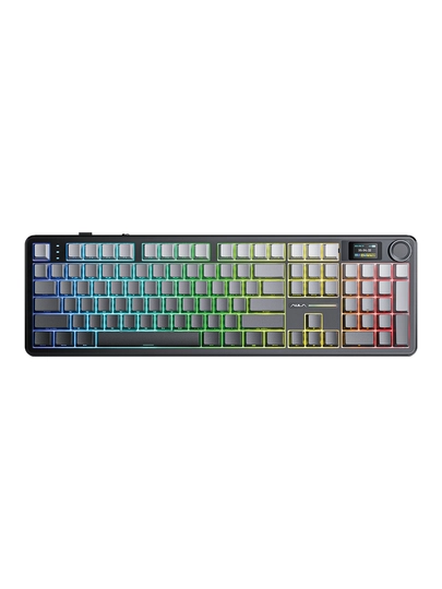 Игровая клавиатура AULA F108 Pro, механическая, tri-mode, RGB, экран и крутилка — Тёмно-серый